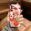 S-Strawberry-S- Shortcake Black Soft Silicone Phone Case for Samsung S25, S24, S21, S22, S23, S30, Ultra, S20, Plus, FE, Lite