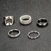 Stainless Steel Mesh Men's Titanium Ring Set - 5-Piece Fashion Collection
