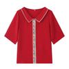 Elegant Summer Lapel T-shirt: Stylish Chinese Design for Middle-Aged & Elderly Women