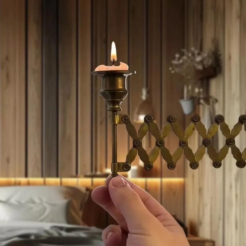 Vintage Style Extendable Taper Candle Holder Wall Mounted Candlestick Rack Decor