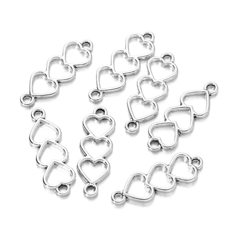 30 Pièces/lot Alliage Couleur Or Argent Cœur Creux Breloques Pour Boucles d'Oreilles Colliers DIY Breloques d'Amour Accessoires de Fabrication de Bijoux