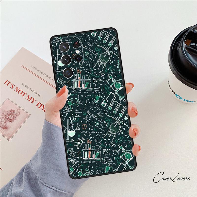 Vintage Seamless Chemistry Laboratory phone case For Samsung Galaxy S24 S25 S23 S22 Ultra Note 10 20 Plus S20 S21 FE Cover