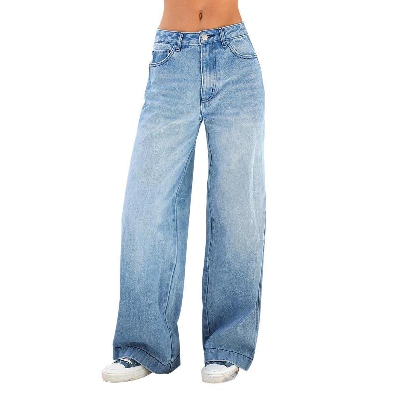 

Весенние, летние и осенние женские джинсы в пол XXL светло-синий