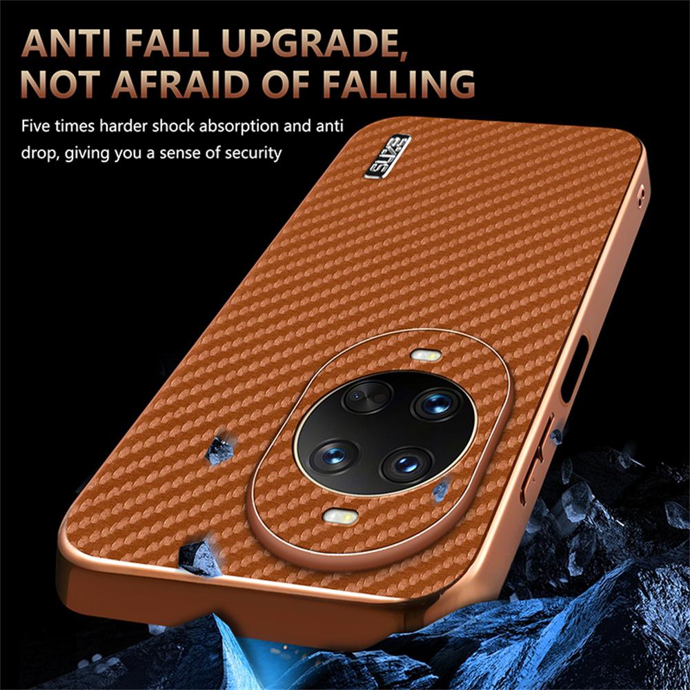 AZNS For Huawei nova 14 Ultra 5G Case Electroplating Carbon Fiber Texture PU+TPU Phone Cover
