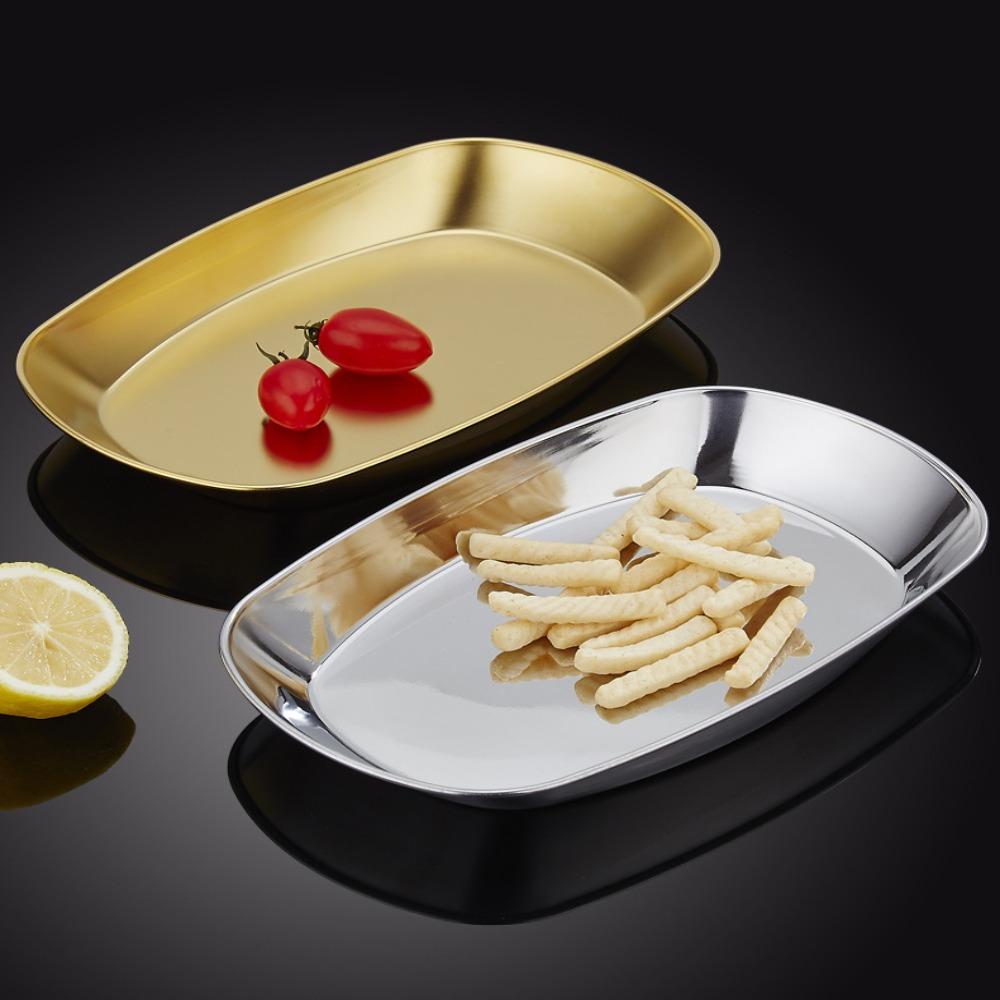 Fall-resistant Snack Plate 304 Stainless Steel Salad Tray Food Serving Dishes  Restaurant