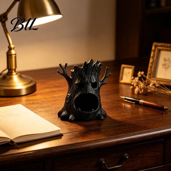 Creative Holiday Presents 3D Printed Spooky Tree Candle Holder, Creepy Stump Figurine Mysterious Shadow Light for Halloween Decoration, Desktop