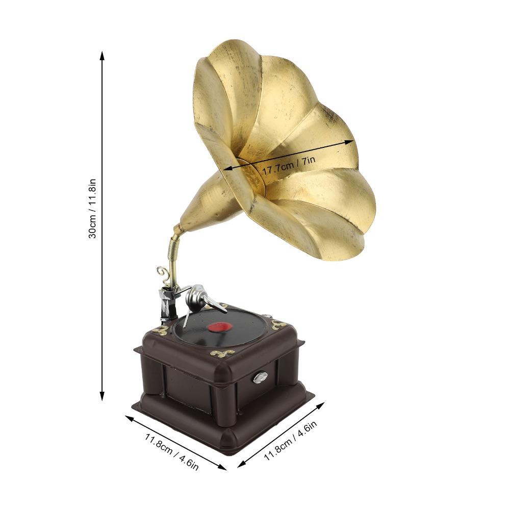 2 Stück Eisen Schallplattenspieler Modell Rot Bronze Grammophon Ornament Grammophon Plattenteller Heimdeko