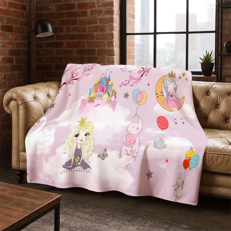 Cartoon Ballet Cute Girl Ballerina Flannel Blanket Soft Warm Blanket Throw Blanket for Bedroom Living Room Bed Travel Picnic Kid