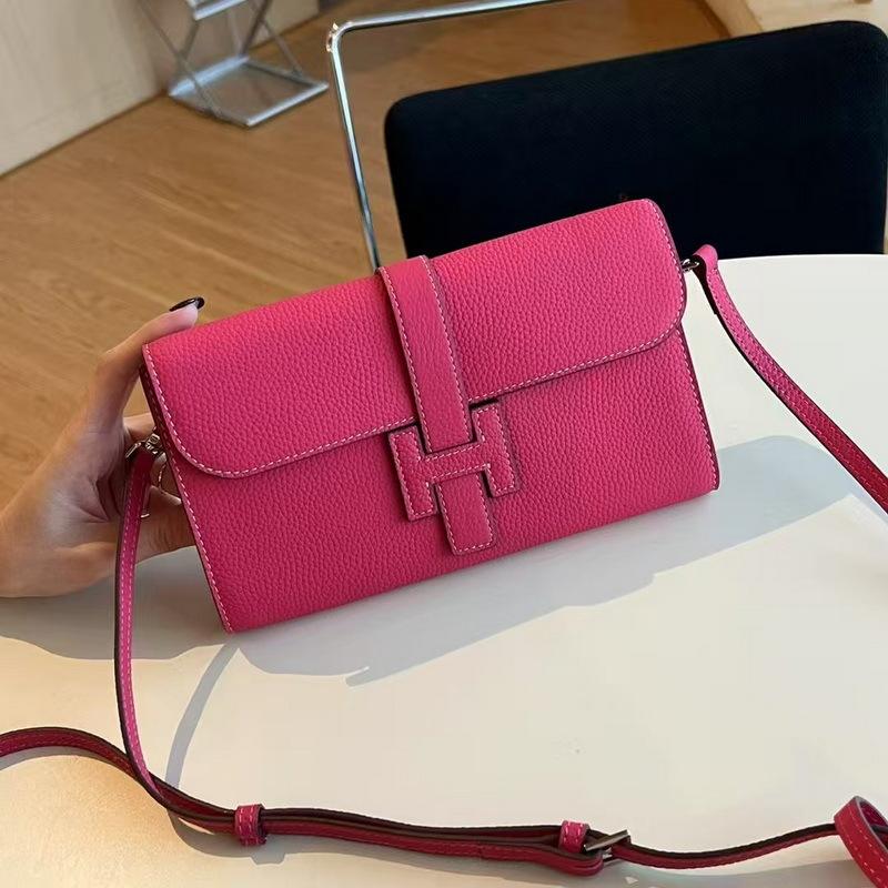 2025 New Leather I-buckle Long Three-fold Wallet First Layer Cowhide TOGO Leather Leather Wallet Cross-border Wholesale Trend