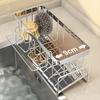 Bathroom Sink Storage Rack Metal Drain Rack with Cutlery Container Dishwashing Sponge Holder Kitchen Countertop Storage Shelf