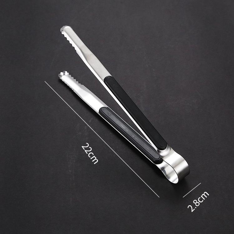 Stainless Steel Food Clip BBQ Steak Bread Salad Picnic Silicone Non-slip Handle Tong Party Portable Kitchen Cooking Baking Tools