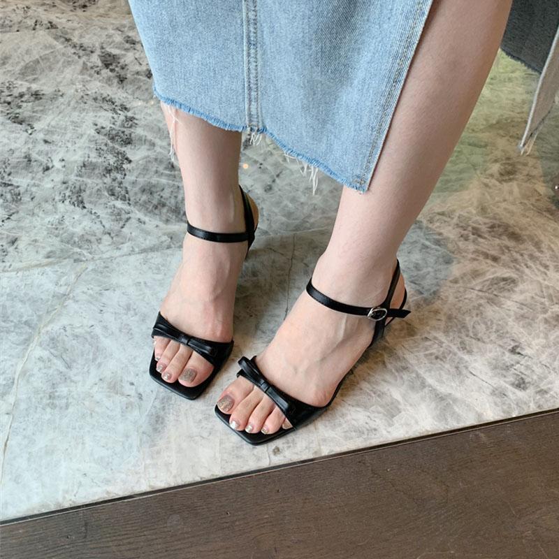Fashion Luxury Female Butterfly-Knot Ladies Thin Heels Sandals Shoes Fashion Round Toe Footwear Elegant Women Heeled Sandals Shoes