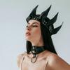 Leather Crown Mask  Fetish Head Black Cosplay Adult Halloween Masquerade Women's Costumes