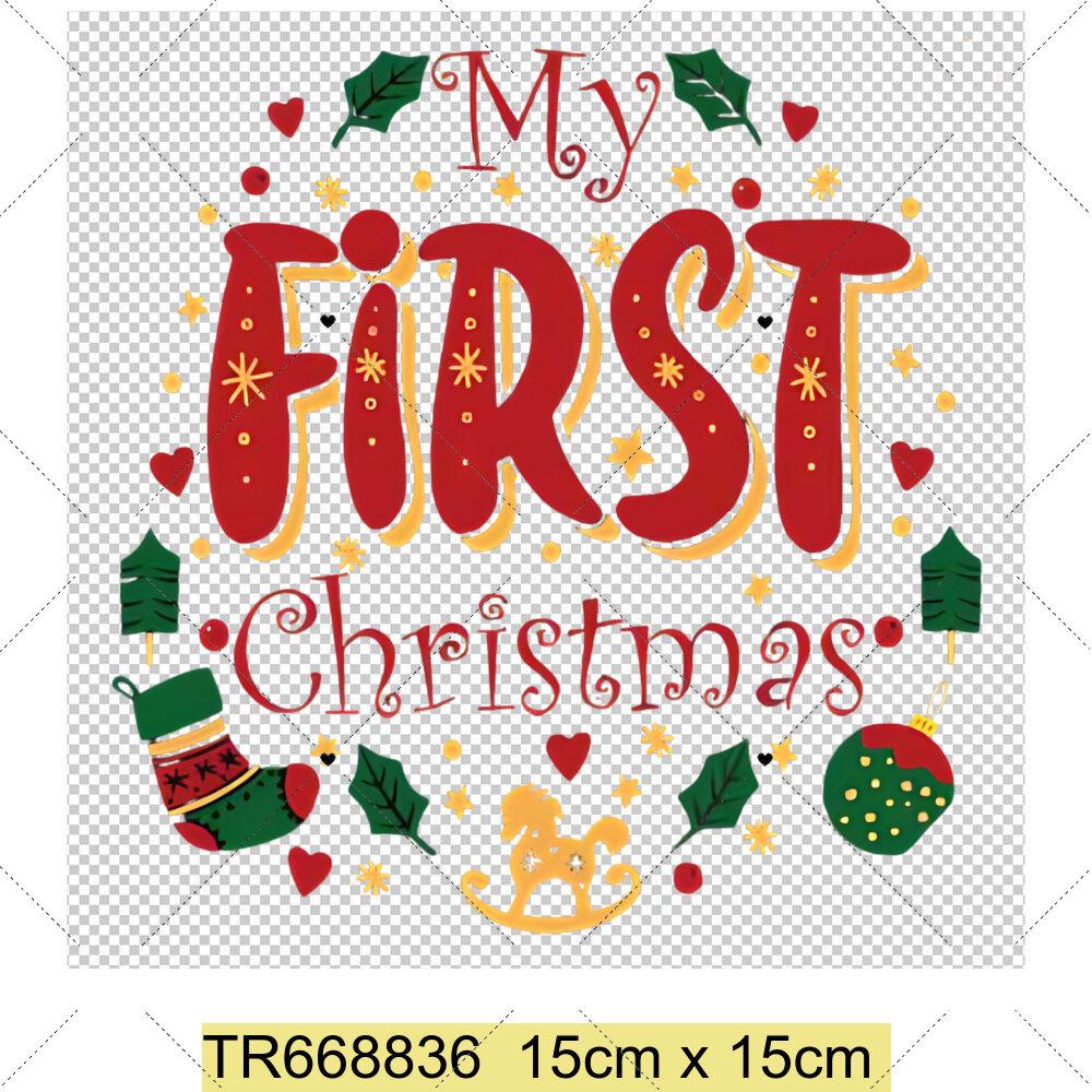 My First Chrismas DIY Clothing Heat Transfer Sticker Kids T-shirt Infant Romper Clothing Patches Heat Transfer Xmas Sticker