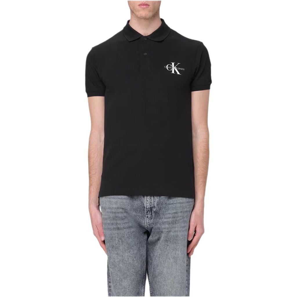 Calvin Klein Logo Embroidered Straight Cut Short Sleeve Polo Shirt Men Polo Shirts Black J30J323395-BEH