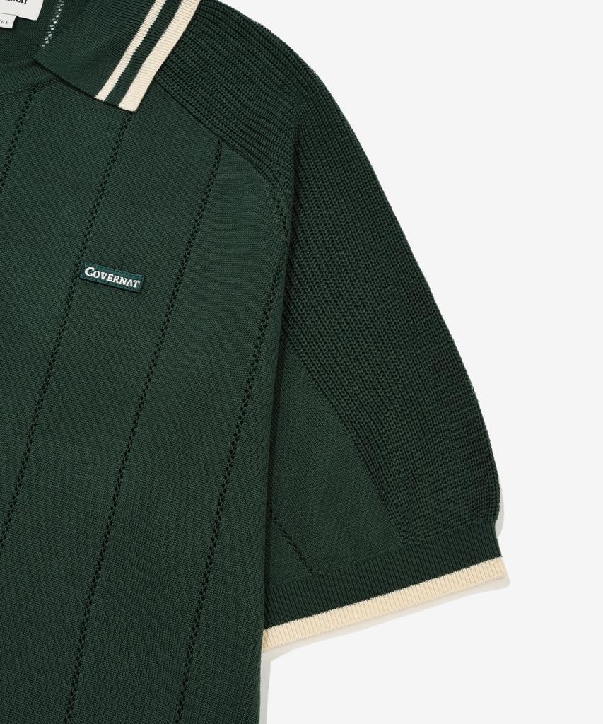 COVERNAT Skipper Collar Half Knit Green