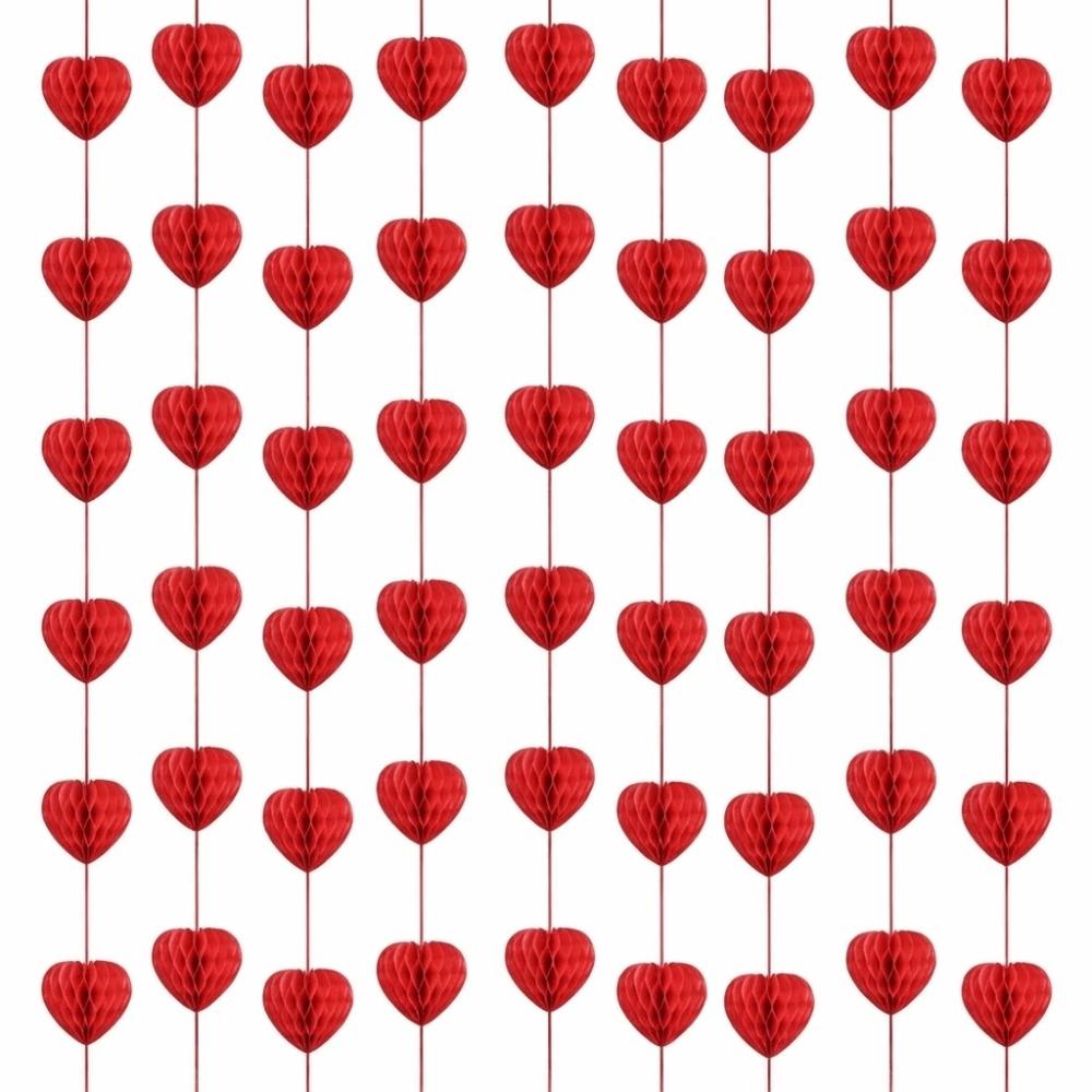 Romantic Heart Honeycomb Ball String Stereoscopic Love Heart Hanging Curtain  Wedding