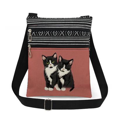 1PC Bolsos Tote Estampado de Gato Bolsos de Hombro para Mujer Paquete de Cartero 6956