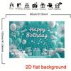 2D Flat Birthday Party Backdrop Turquoise Silver Balloon Photo Background for Outdoor Indoor Use