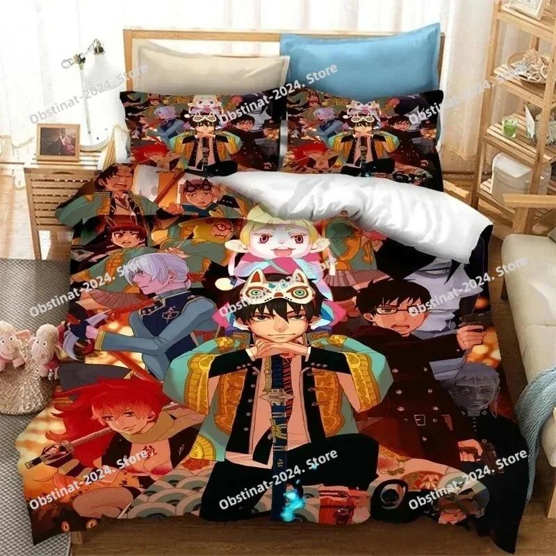 Fashion 3D Anime Blue Exorcist Bedding Set Printed Bed Set With Pillowcase Duvet Cover Soft Single Double Queen Super King Size