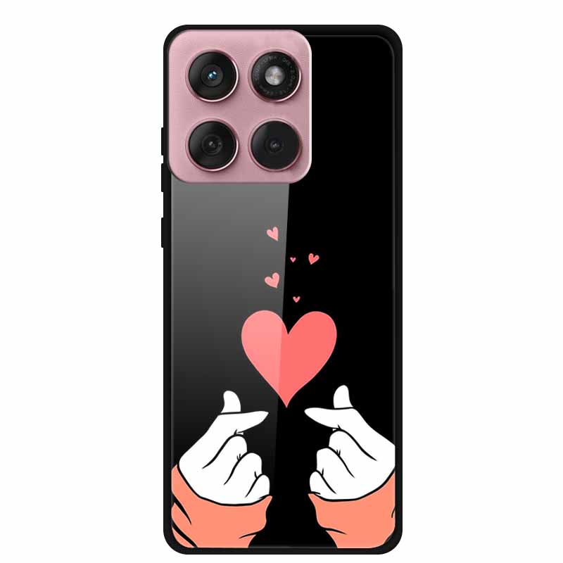 Für Motorola Edge 60 60s 5G Glas Hülle Cartoon Weicher Stoßfänger Hartes Gehärtetes Glas Rückseite Hülle Für Motorola Edge 60 Fusion Schale