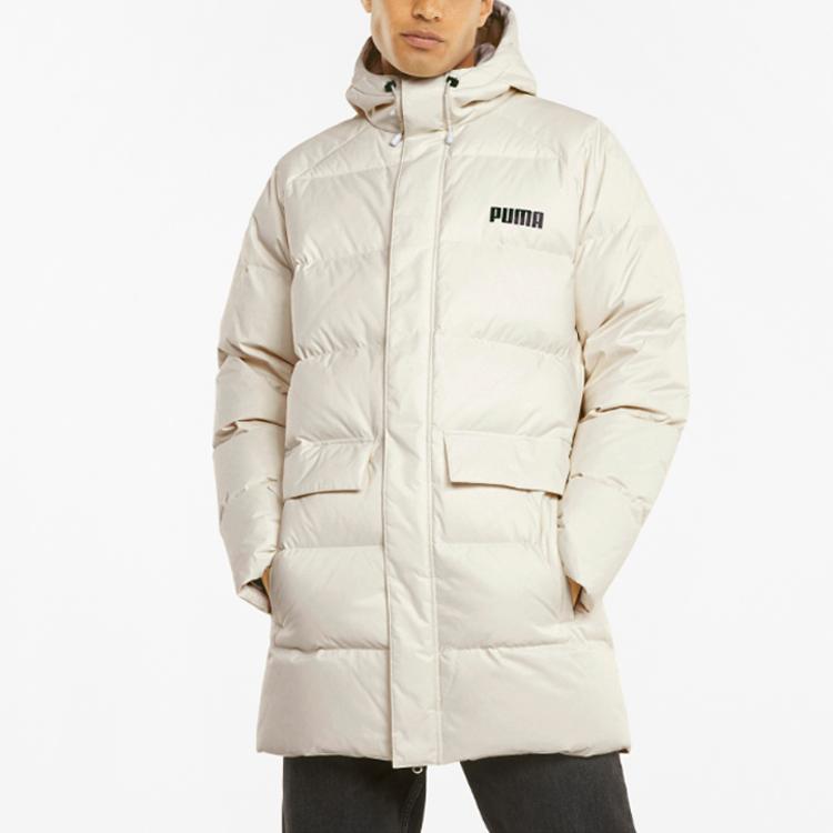 Puma Solid Down Long Logo Hooded Down Jacket Men Outerwear White 846326-73