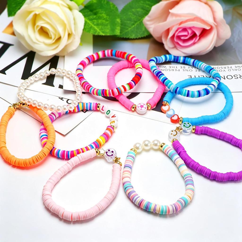 Freundschaftsarmbänder für Mädchen, 10er-Set niedliche Preppy Perlenarmbänder für Teenager-Mädchen, Partnerarmbänder für Freunde, Geburtstagsgeschenke für Tochter
