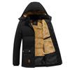 Casaco de lã quente masculino de inverno, casacos térmicos grossos de algodão com capuz, corta-vento acolchoado para áreas externas, roupas plus size