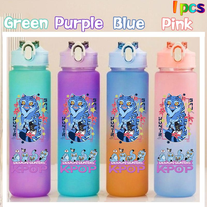 750ML KPop Demon Hunters HUNTR/X Rumi Mira Zoey Jinu Colore Degradé Tazza Acqua Bambino Borraccia con Cannuccia Saja Ragazzi Tigre Regalo