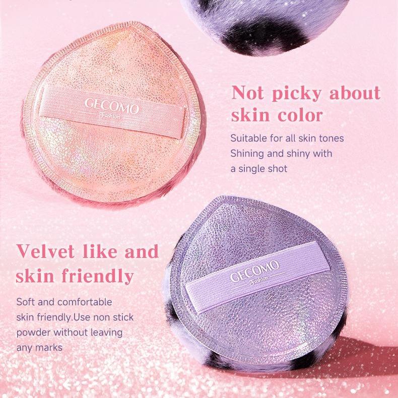 GECOMO Sparkling Powder Puff Ultra Soft Velvet Setting Makeup Applicator Flawless High Coverage For Loose Powder Foundation Travel Friendly Reusable