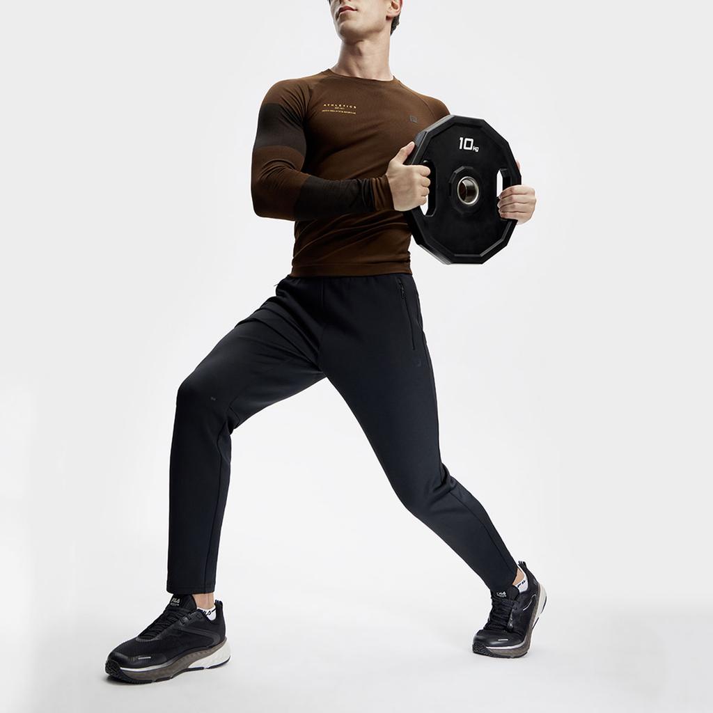 FILA Color Block Letter Print Fitness Knit Long Sleeve Raglan T-Shirt Men Tops Brown Chestnut A11M411208F-BN