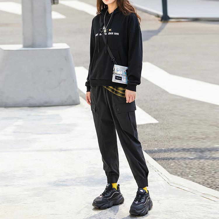 Anta Cartoon Print Pullover Hoodie Women Tops Black 962138712-2