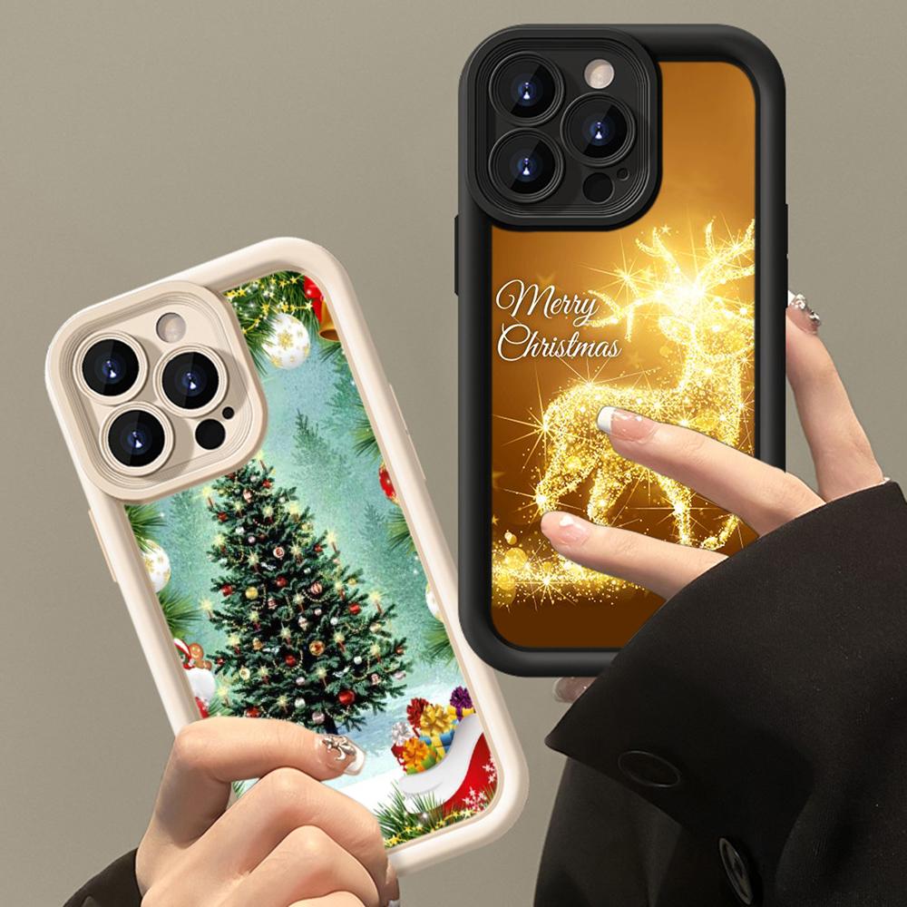 Ae121 Merry Christmas Santa design art Phone Cases for iPhone 16 14 13 11 Pro Max 15 7 8 6 Plus 12 mini XR XS Max SE Angel Eye Ladder Protective Cover