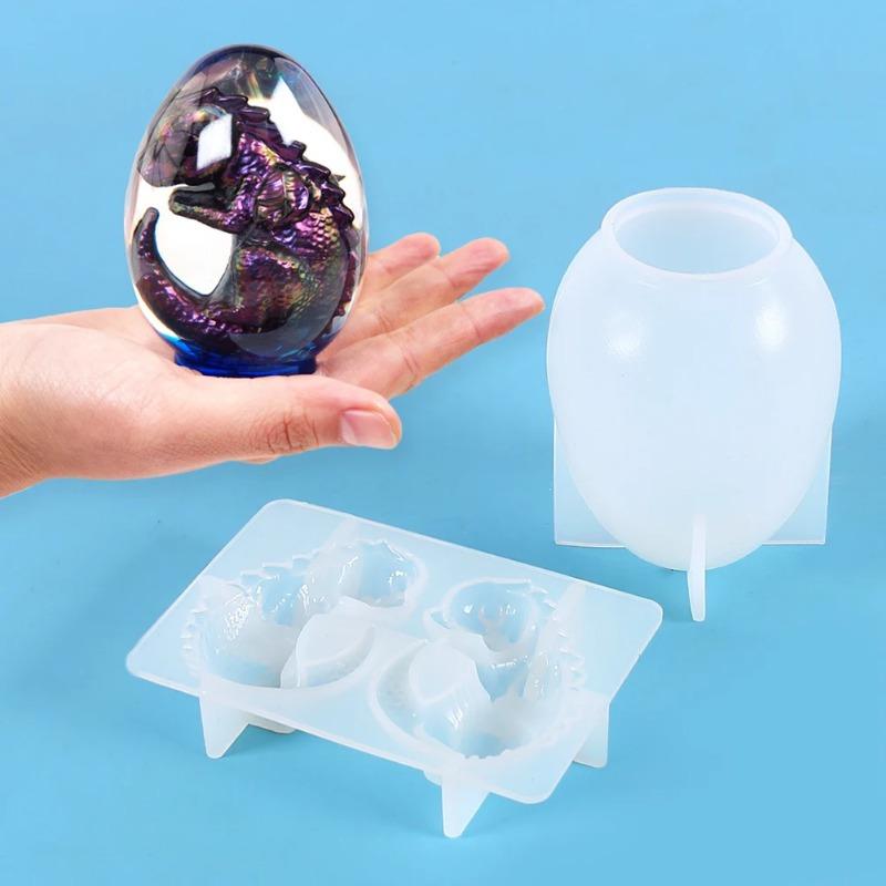 2 Stück/Set Drachenei Silikonharzform DIY Drache Tier Kerze Handwerk Ornamente Gießharz Epoxidform Heimdekor