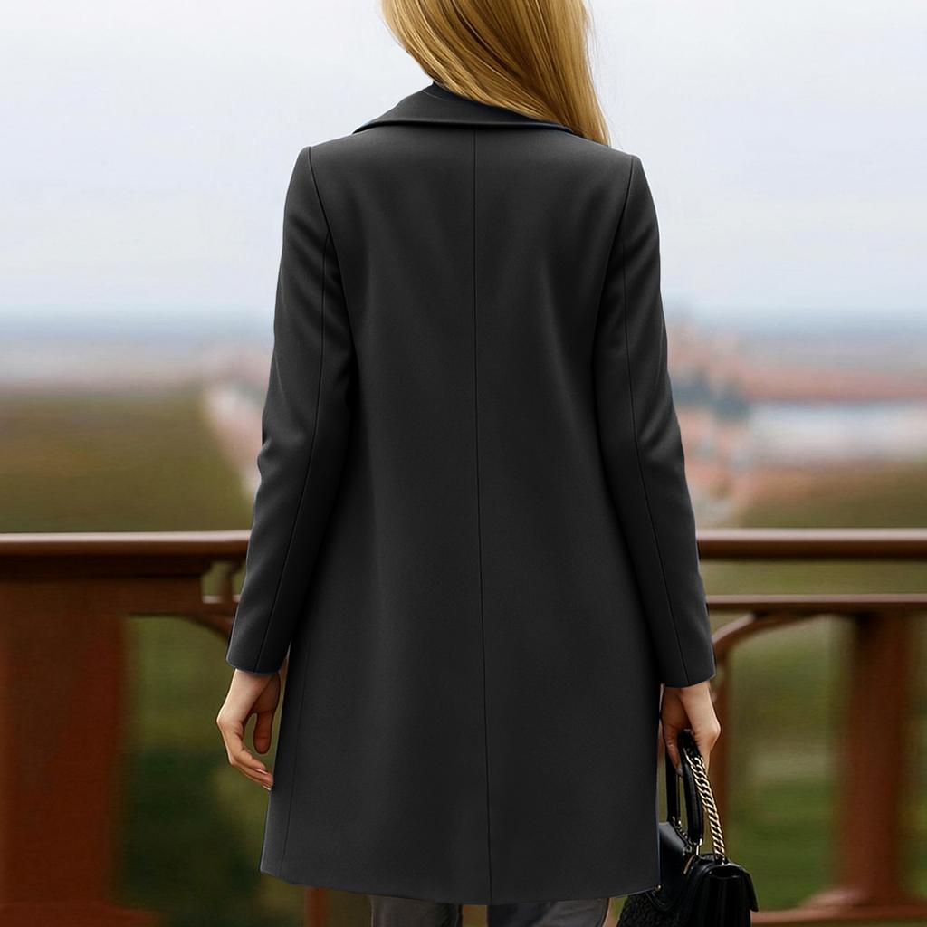 Casacos Para Mulheres Casaco Trench Simples Abotoadura Moda Linha A Outono Inverno