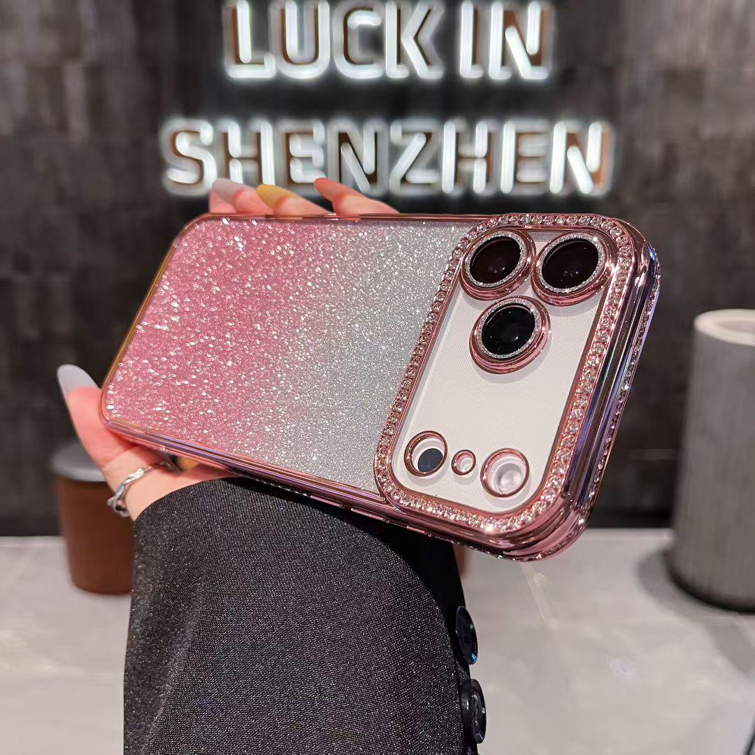 

Чехол с градиентными блестками и стразами для iPhone 17, 16 Pro Max, 15, 14 - Полная защита, Защита от падений iPhone 12