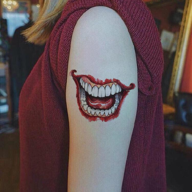 Halloween Fake Temporary Tattoo Sticker Face Makeup and Terror Spider Mask Waterproof Longlasting Scary Scar Blood for Women Men