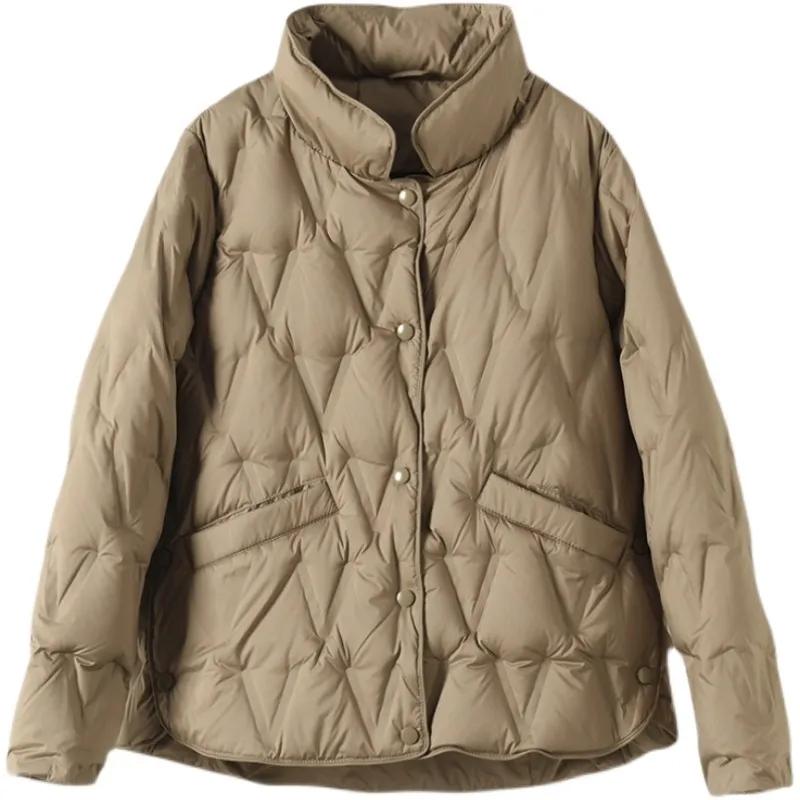 Women's Thickened Warm Long-sleeved Cotton-padded Jacket, Loose and Thin, Solid-color Outer Cotton-padded Jacket