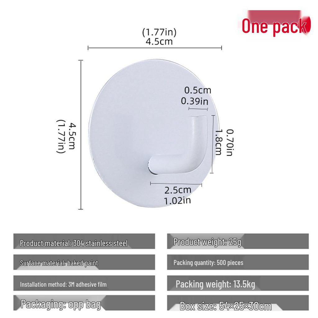 Stainless Steel No-Drill Adhesive Hook for Bathroom/Kitchen – Black