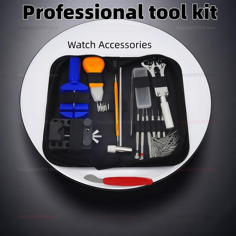 Uhrenreparaturwerkzeug-Set Federsteg-Set Gliedstift Gehäuseöffner Entferner Uhrenwartungsset mit Tragetasche und Hammer für Uhr