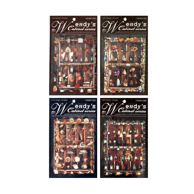 Retro-Landschaftsaufkleber: Wendys Schrank-Serie – 2 Stanz-Journalbögen in 4 Designs