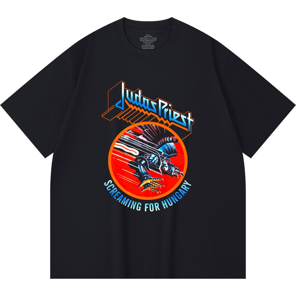 T-shirt Heavy Metal 100% Cotone 230 Gsm Stampa Band Rock Musica Popolare Unisex T-shirt Pesante in Cotone