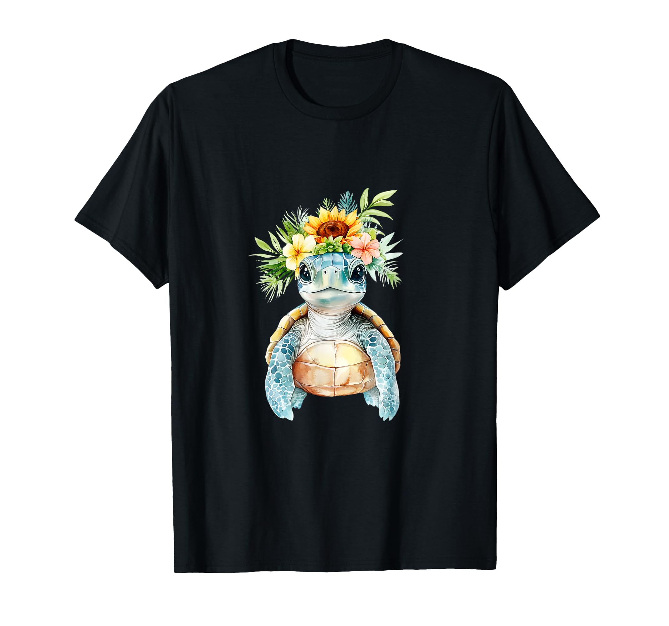 

Baby Sea Turtle Tropical Flower Sunflower T-Shirt чорний