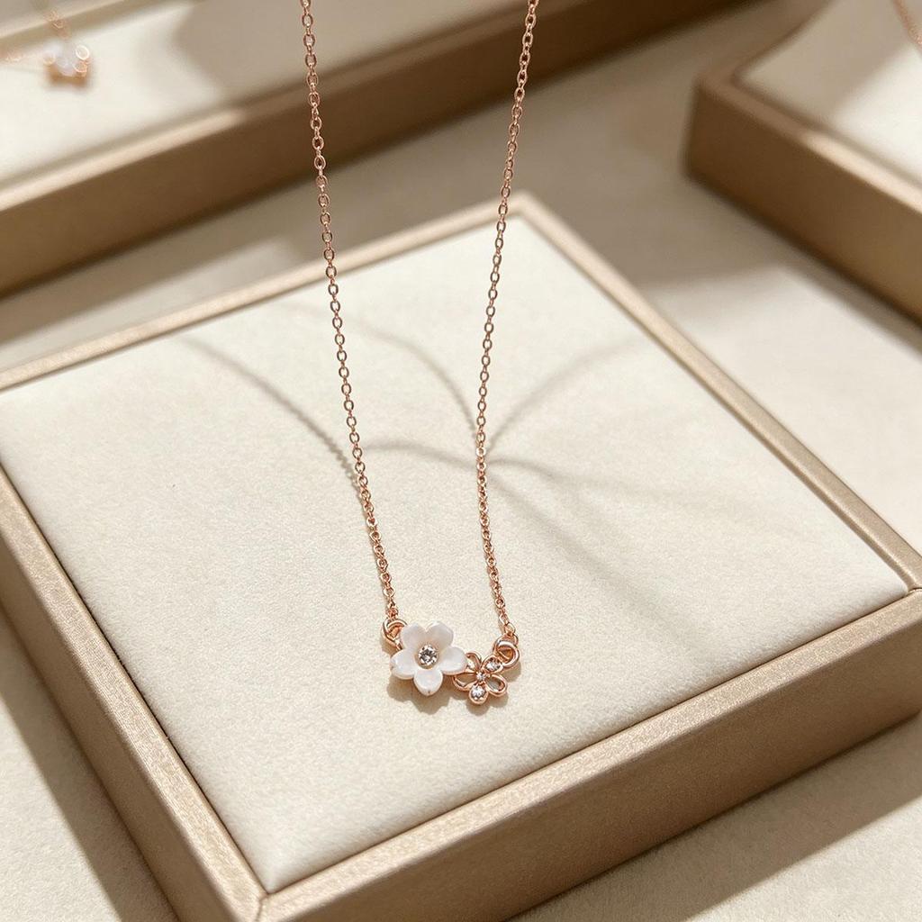 Sakura necklace women niche peach blossom collarbone chain daily new style appearance neck chain accessory women versatile jewelry