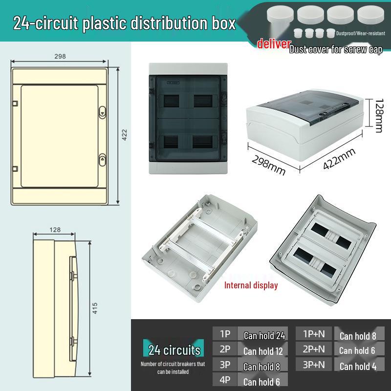 HT-Circuit Waterproof Outdoor Distribution Box for Construction and Household Electric Metering, Surface Mounted Switch Box.