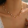 1Fashionable and Elegant Retro Hollow Flower Necklace, Versatile Bead Collarbone Chain Necklace Suitable for Women As a Gift, for Daily Wear and