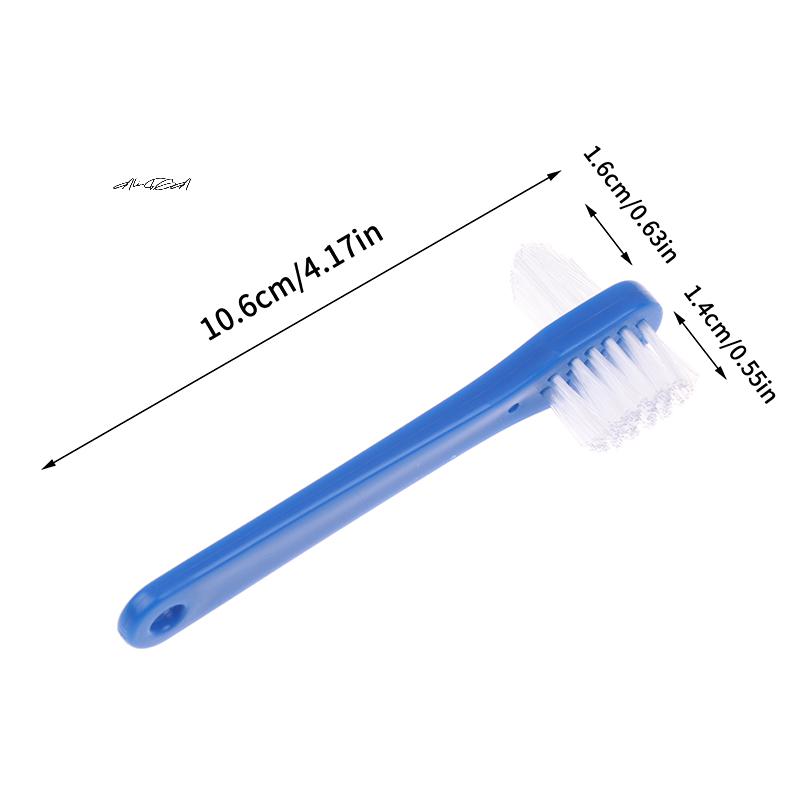 1Pcs Double Head Manual Toothbrush Portable False Teeth Cleaner Denture Care Supply In Blue Red White Colors