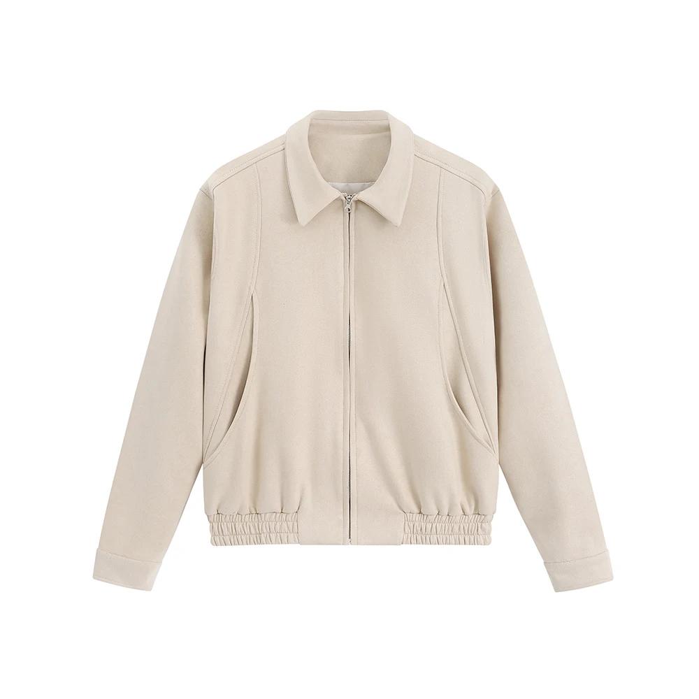 

Fashion Men Suede Short Coat Men Long Sleeve Zipper Black Khaki Jacket Male 2025 Spring Autumn Man Urban Outwears XXXL