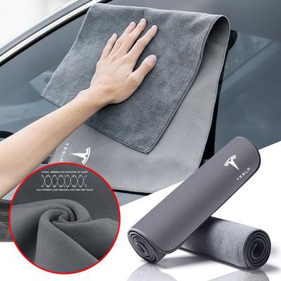 1Pcs Suede Fleece Microfiber Towel Cleaning Rag Cloth Car Styling for Model 3 S X Y Invader Coil Mod 2022 Style Roadster