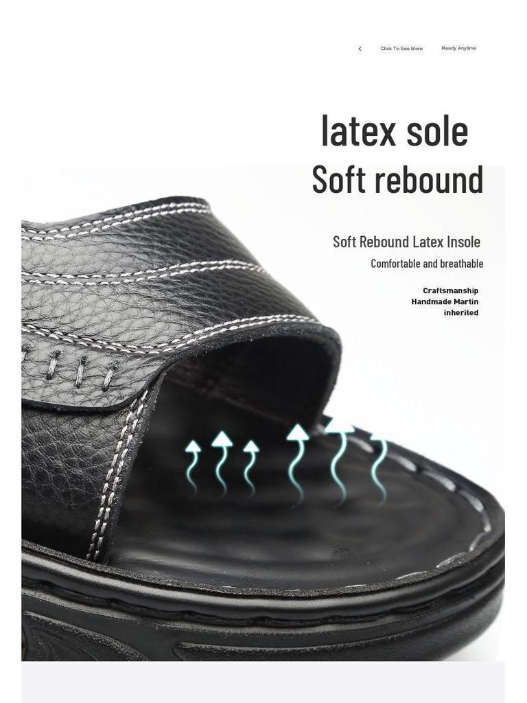 Herren 2024 Echte Rindsleder-Sandalen: Rutschfeste Fahr- & Badeslipper